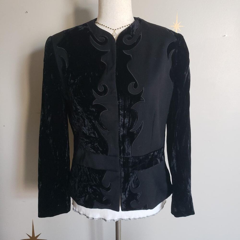 Vintage OOAK Velvet Blazer Small / Medium Inverted Design Office Gothic Artsy